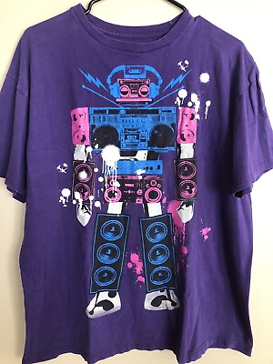 #ad Vintage 90#x27;s Purple ROBOT Tshirt Brand C XL $25.20