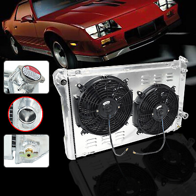 #ad #ad 3 Row Aluminum Radiator 12V Slim Shroud Fan For 1982 1992 Chevy Camaro Firebird $168.88