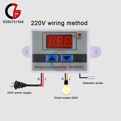 #ad Digital LED Temperature Controller Thermostat Control Switch Probe 12V 24 220V $3.59