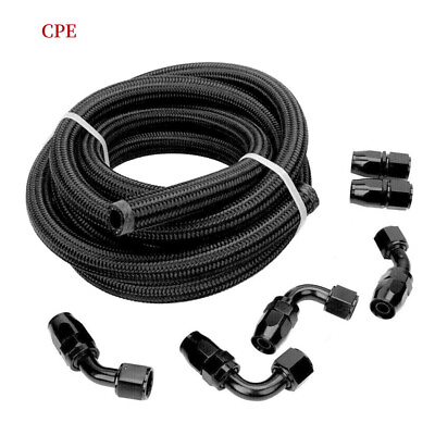 #ad AN10 10AN Fitting Stainless Steel Nylon Braided Gas Oil Fuel Hose Line Kit 10FT $39.59