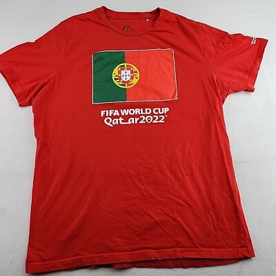 #ad Vintage FIFA World Cup 2022 Qatar Logo Mens 2XL Red Cotton T shirt $14.39