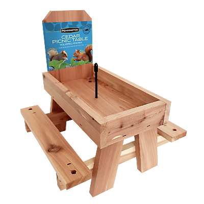 #ad Red Cedar Picnic Table Squirrel Feeder Holds Corn Nuts and Seeds 1 Table $15.38