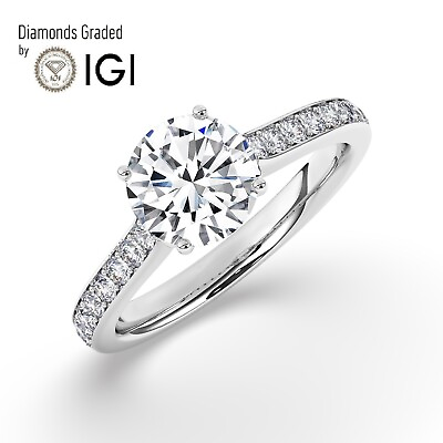 #ad IGI 2CT F VS1 Solitaire Lab Grown Round Diamond Engagement Ring 950 Platinum $2124.00