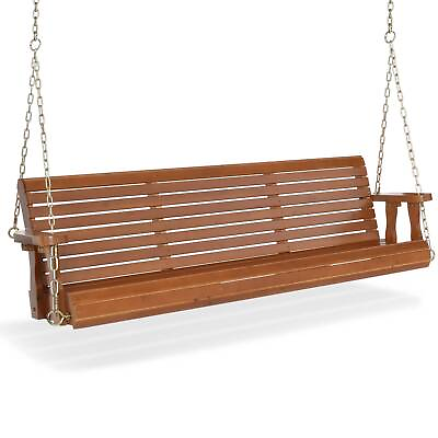 #ad 5ft Wooden Porch Swing Outdoor Patio Natural Wood Bench Hanging Garden Seat SALE $289.99
