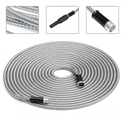 #ad New Flexible Stainless Steel garden hose Water Pipe Lightweight 25 50 75 100FT $18.99