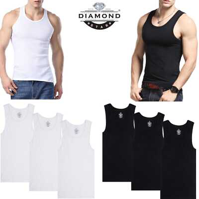 #ad 6 12 Pack Men#x27;s Tank Top 100% Cotton A Shirt Wife Beater Undershirts Size S 4XL $20.99