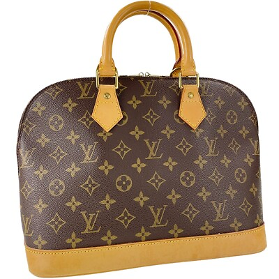 #ad Louis Vuitton Monogram Alma Leather Fabric Brown Handbag 1462 $463.50