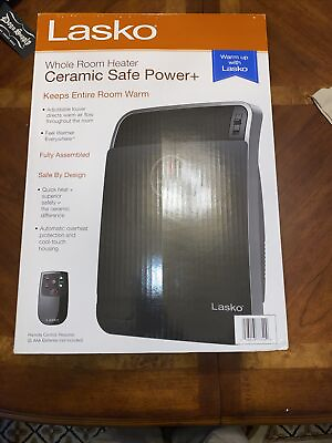 #ad Lasko Safe Power 1500W Electric Ceramic Space Heater Black Silver New In Box $36.99