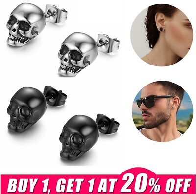 #ad 1Pair Gothic Skull Earring Ear Studs for Men Women Punk Hallloween Party Cosplay $6.98