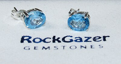 #ad STERLING SILVER BLUE TOPAZ STUDS pierced earrings 4carats gemstone jewelry new $19.95