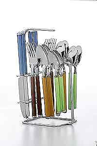 #ad Silversmiths Riant Multicolor 16 Piece Flatware Set With Rack $46.88