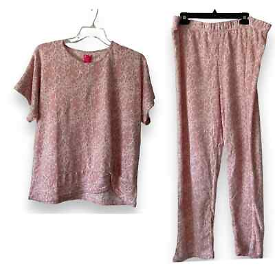 #ad New Isaac Mizrahi Pink Leopard Animal 2 Piece Pajama Set Women#x27;s Plus 2XL NWT $28.99