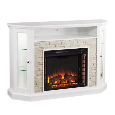 #ad Unbranded Electric Fireplace 52.25quot; W X 36.5quot; H Corner Convertible Media White $774.50