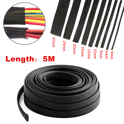 #ad 5M Expandable Insulated Braided Sleeving Wire Cable Sleeve Protect ALL SIZE LOT $5.89