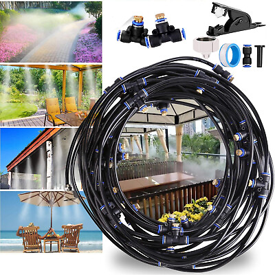 #ad Outdoor Patio Water Mister Mist Nozzles Misting Garden Yard Cooling System Black $24.02
