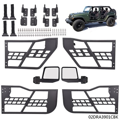 #ad Fit For 07 18 Jeep Wrangler JK 4 Door FrontRear Side Tube Doors amp; Side Mirrors $215.85