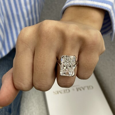 #ad Radiant Diamond Ring IGI Certified E VS1 10.1 Ct Lab created Split Shank 14k WG $19739.99