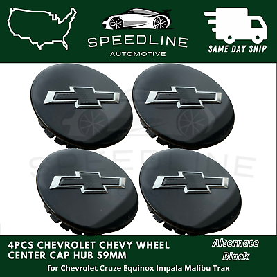 #ad #ad 4x Black Wheel Hub Center Cap for Chevrolet Cruze Equinox Impala Malibu Trax New $22.99