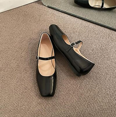 #ad Womens Mary Jane Ballet Shoes Fashion Dance Flats Square Toe Buckle Strap Loafer $34.17