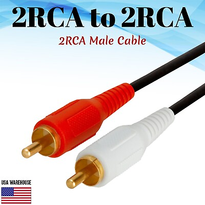 #ad 2 RCA Male to 2 RCA Male Cable 3ft 6ft 10ft 12ft 25ft Audio Stereo 2RCA DVD HDTV $4.75