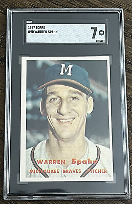 #ad 1957 Topps #90 Warren Spahn SGC 7 NM $199.00