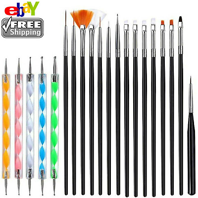 #ad 20PCS UV Gel Nail Art Design Set Dotting Painting Drawing Polish Brush Pen Tools GBP 4.25