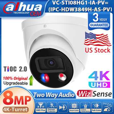 #ad Dahua OEM 8MP Color audio Dual Light SMD4.0 TiOC 2.0 IP Camera VC STI08HG1 IA PV $141.55