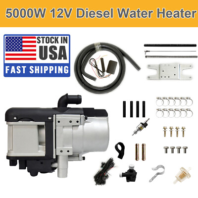 #ad 5000W 12V Diesel Water Heater Kit For RV Cars Heat Conduction Coolant Heating $399.00