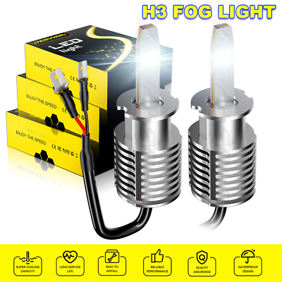 #ad 2x H3 40W LED 6000K White Projector Fog Day Time Running Driving Light Bulbs $29.99