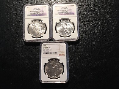 #ad 3 Morgan Dollars 79 S 81 S 90 Cleaned Would Have Been 64 And 65 Look At The 90 $200.00