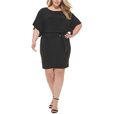 #ad Jessica Howard Womens Black Blouson Knee Sheath Dress Plus 16W BHFO 9966 $9.99