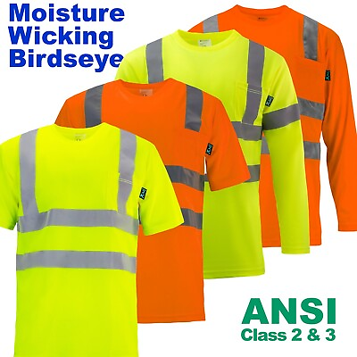 #ad #ad Safety Work Hi Vis T Shirt Long Sleeve ANSI High Visibility Reflective Tape $10.95