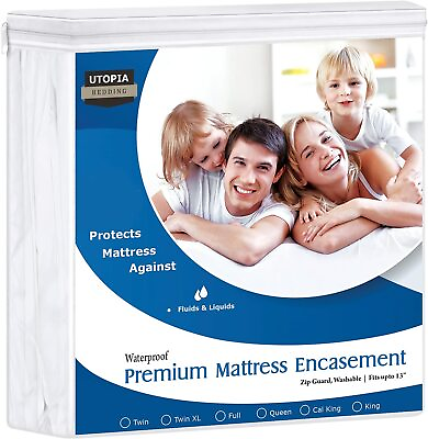 #ad Premium Mattress Zippered Encasement Waterproof Cover Utopia Bedding 12quot; Deep $170.04