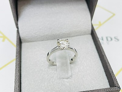 #ad 1.30 Carat Round Cut J VS2 Natural Diamond Ring 14K White Gold AIG Certified $5200.00
