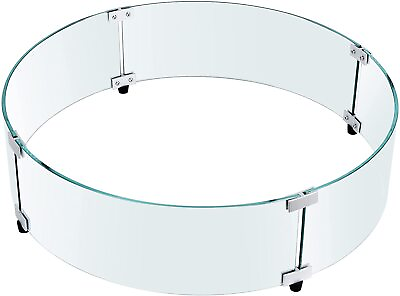 #ad Round Fire Pit Wind Guard 24 x 24 x 6 Inch Tempered Glass Fence $38.00
