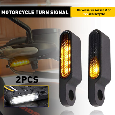 #ad 2PCS AUXITO Motorcycle LED Turn Black Signals Lights Blinker Amber SUPER BRIGHT $15.03