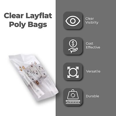 #ad 7x14 Clear Lay Flat Open Top Poly Plastic Bags 7quot; x 14quot; x 1 Mil 1000 Case $37.26