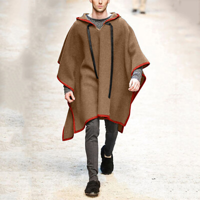 #ad Winter Men Warm Hoodies Cape Cloak Poncho Casual Jacket Coat Outwear Tops $26.69