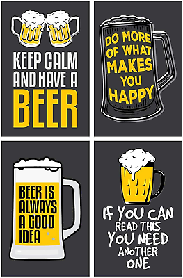 #ad Funny Beer Posters Set of 4 Dorm Wall Print College 18 X 24 Inches $59.99