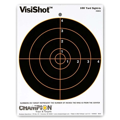 #ad CHAMPION TARGETS VISISHOT 100YD SIGHT IN 100 PACK 10 PACKS OF 10 CHA45802 $70.00