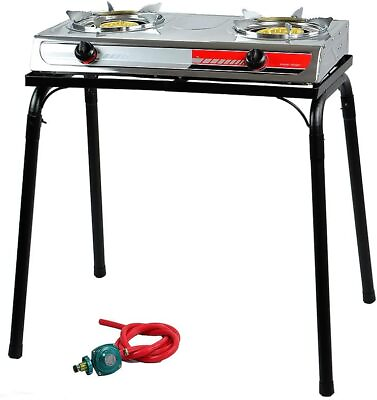 #ad Double Burner Stove With Stand Outdoor Propane Portable Camping Cooking Range $127.99