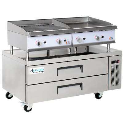 #ad 24quot; Gas Griddle and Gas Radiant Charbroiler with 52quot; Refrigerated Chef Base $4259.92