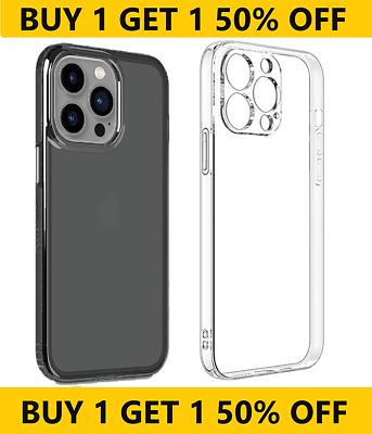 Clear or Black Shockproof Silicone Case for iPhone 15 Pro Max 15 14 13 12 11 XR $6.99