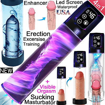 #ad Vacuum Electric Penis Pump Digital Rechargeable Male Men Penis Enlarger Growth $27.16