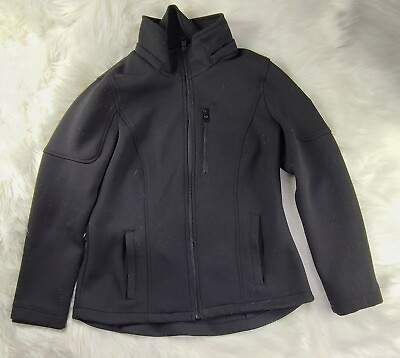 #ad Andrew Marc Black Zip Up Hooded Jacket L SHIPPED PROMPTLY 💨 $12.59