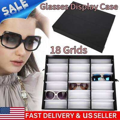 Portable 18Pcs Sunglass Display Storage Case Tray Organizer Glass Box Stand $23.99