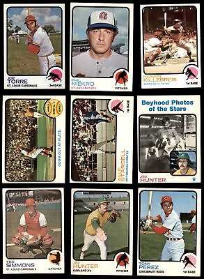 #ad 1973 Topps Baseball Near Complete Set Lot 5 EX 380 660 cards $580.00
