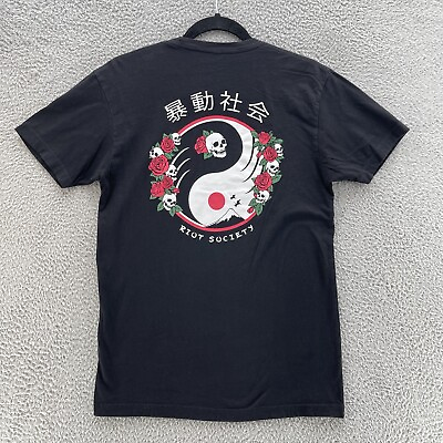 #ad Riot Society Tee Men Small Black Yin Yang Screen Casual Comfort Natural T Shirt $10.03