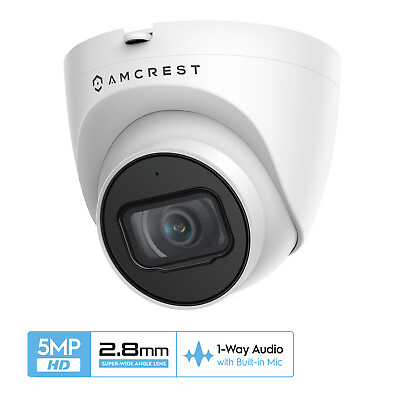 Amcrest UltraHD 5MP Turret PoE Outdoor Security IP Camera IP5M T1179EW Warranty $48.99