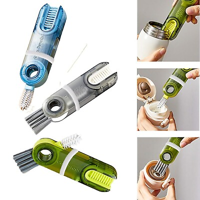 #ad 5Pcs 3 in 1 Water Bottle Cleaner Brush Set Multifunctional Crevice Cleaning ... $21.12